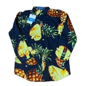 Childrens large (size 12) long sleeve collared tee new with tags SSLR pineapple